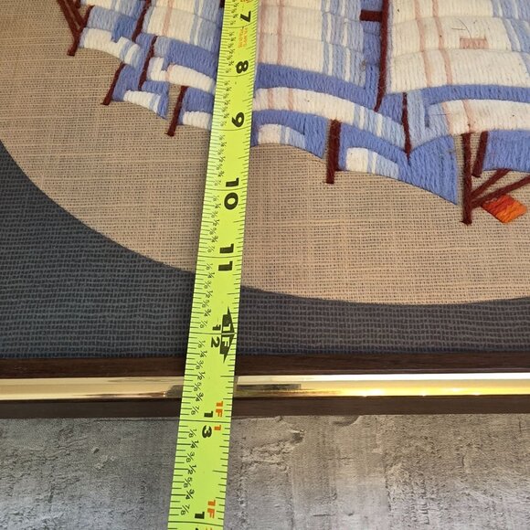 Vintage Framed Ship Yarn Art Wall Hanging 17"x13" Nautical Decor Handmade Embroi - Picture 5 of 6